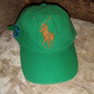 Polo by Ralph Lauren Green Cap with Large Orange Logo